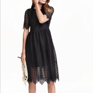 H&M Black Lace Midi Dress